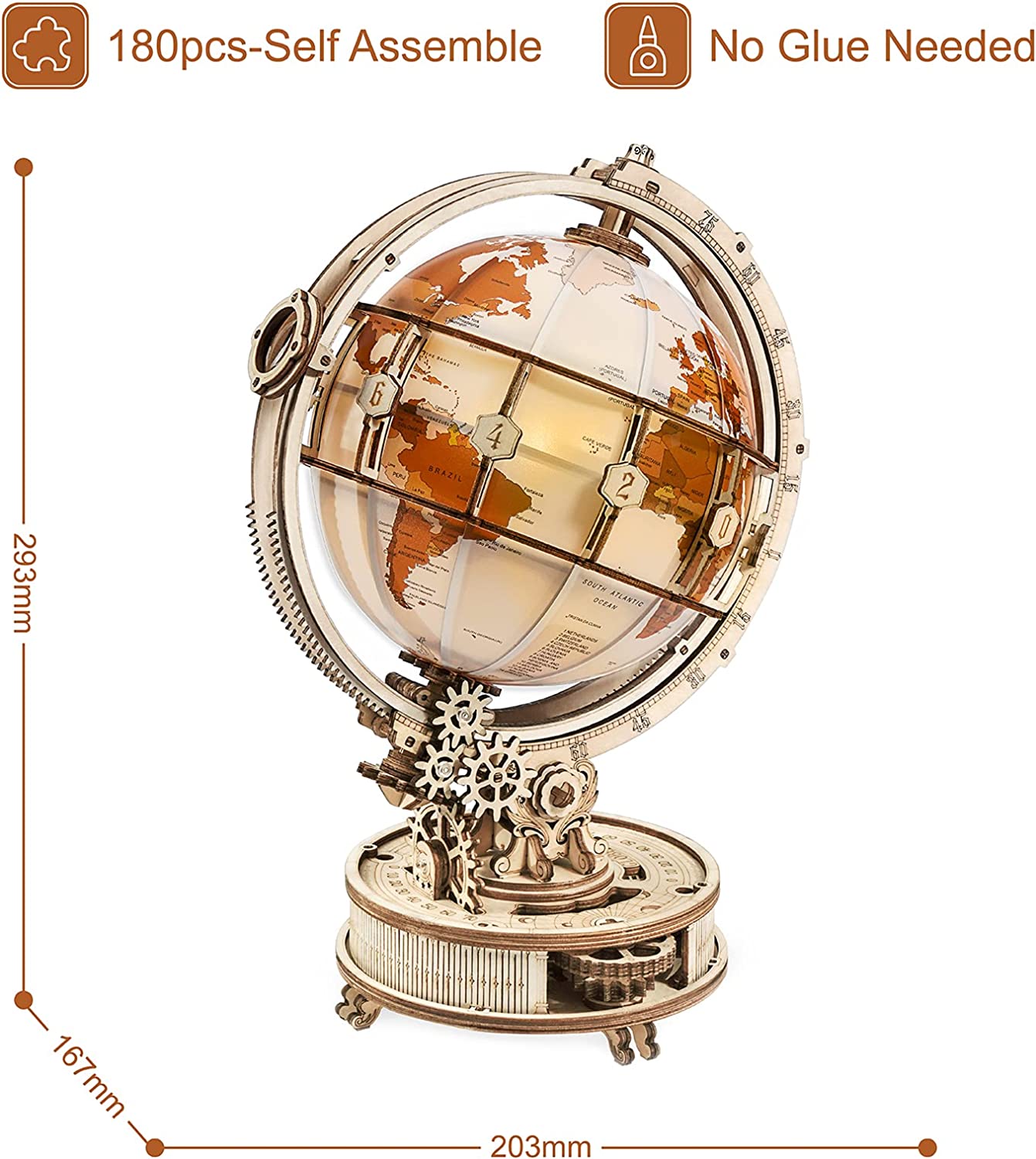 Luminous Globe 3D Wooden 180PCS Model
