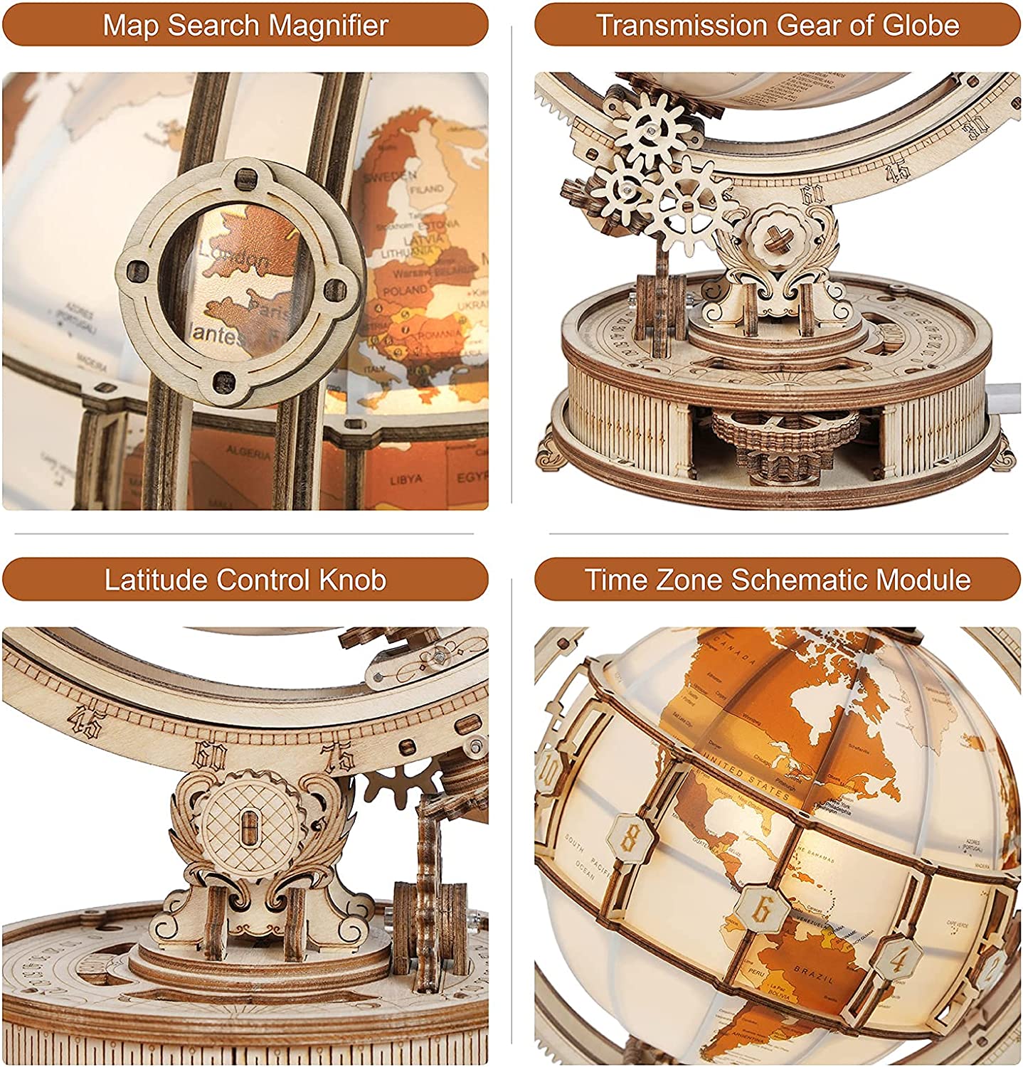 Luminous Globe 3D Wooden 180PCS Model