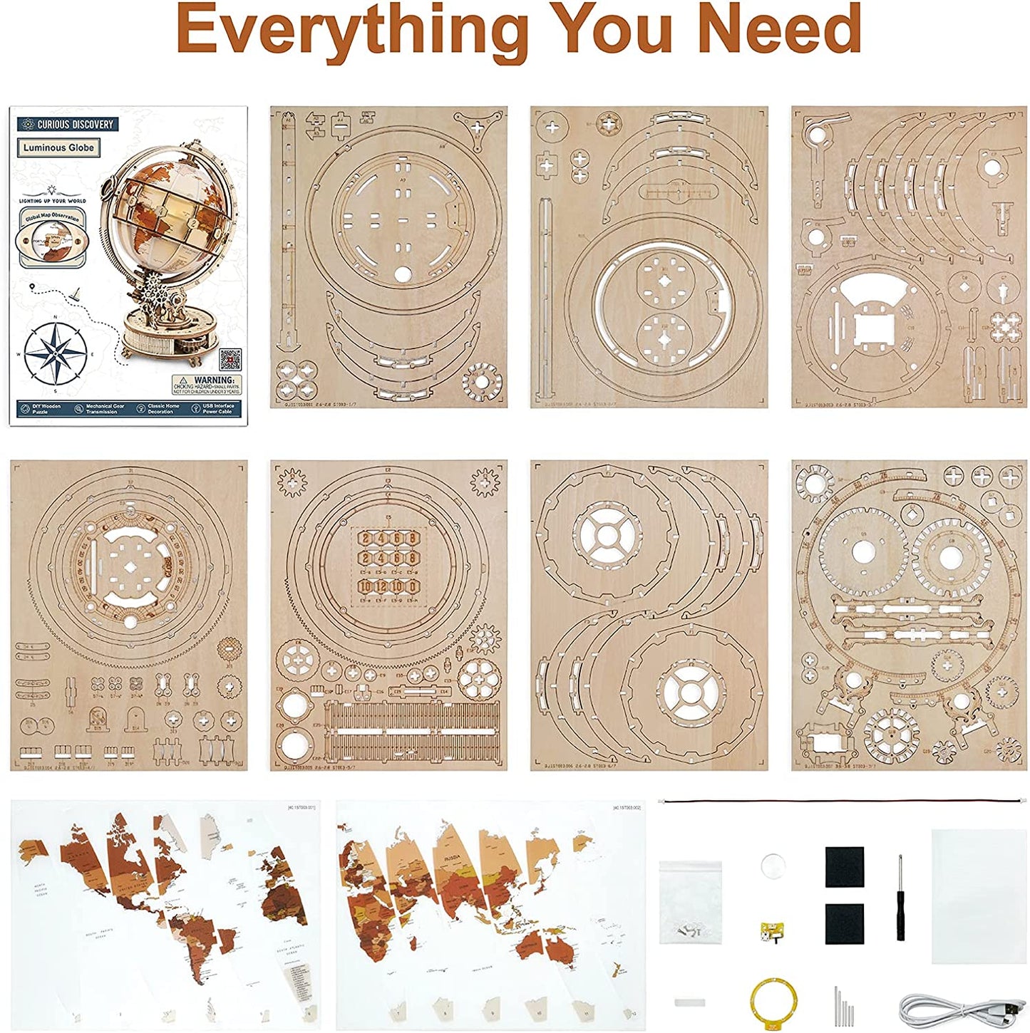 Luminous Globe 3D Wooden 180PCS Model