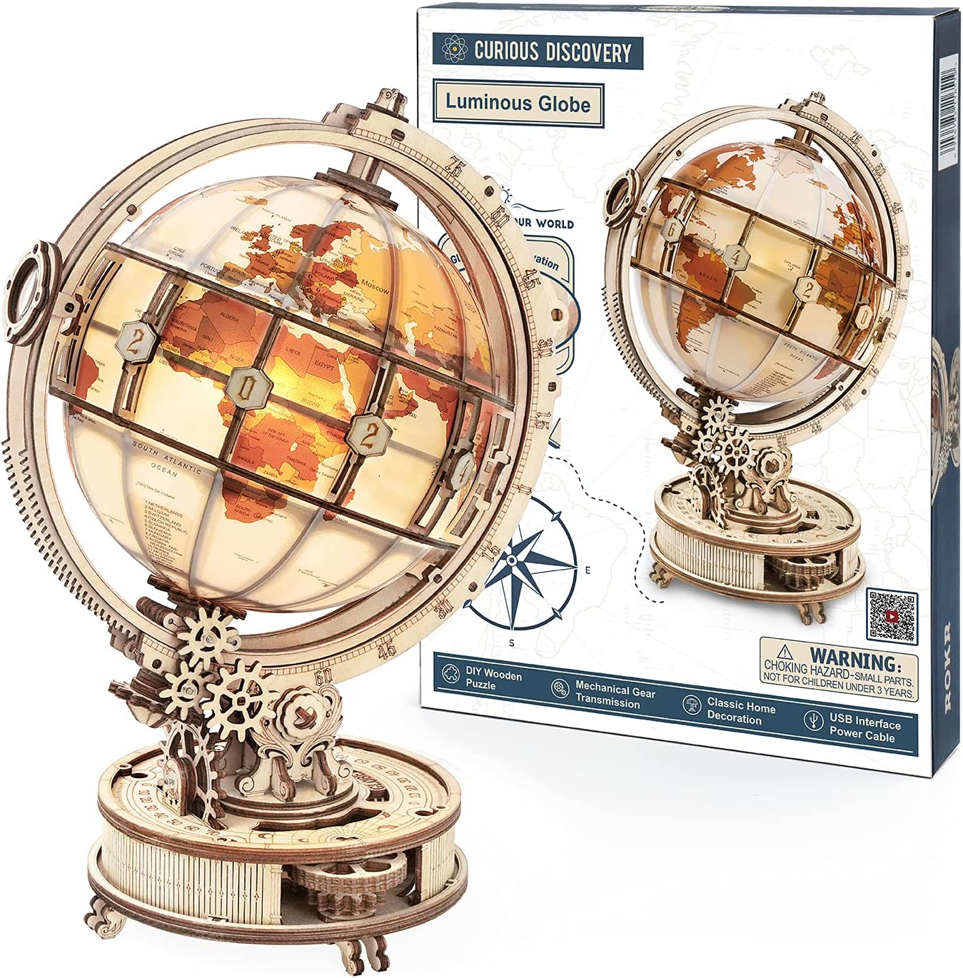 Luminous Globe 3D Wooden 180PCS Model