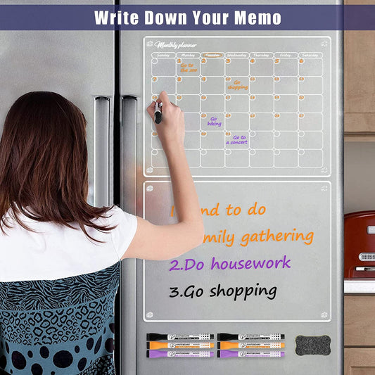 Acrylic Magnetic Dry Wipe Plate Calendar For Refrigerators