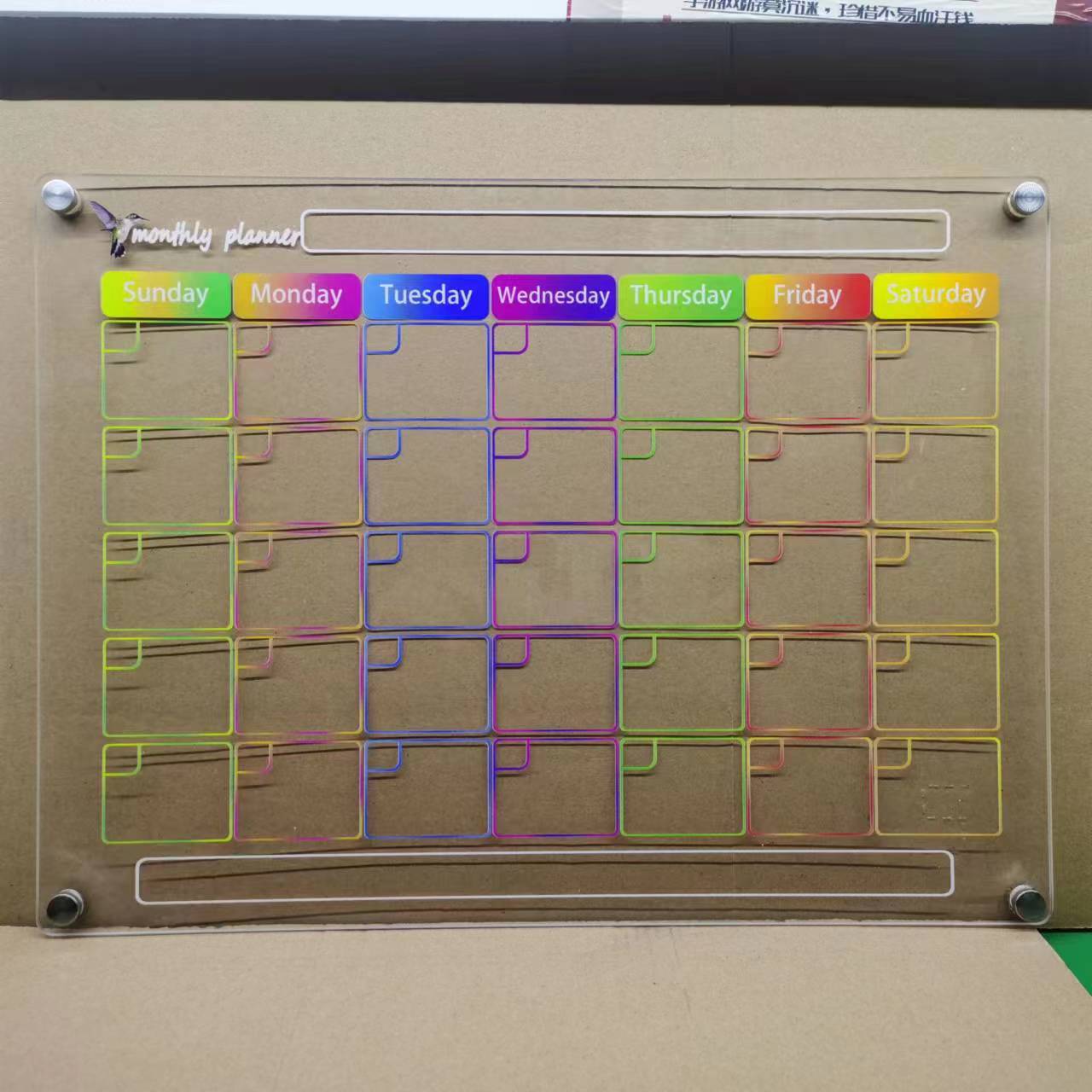 Acrylic Magnetic Dry Wipe Plate Calendar For Refrigerators