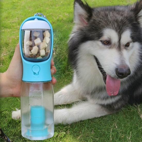 Portable Dog Water Bottle, 4-in-1 Dog Water Dispenser with Food